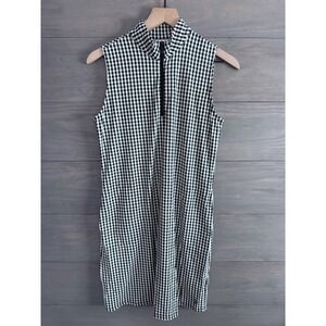 Tribal‎ Sport Womens Black White Gingham Zip Mock Neck Golf Dress Active